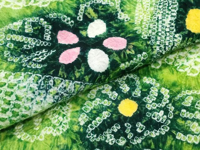 平和屋着物∴夏物 浴衣 有松鳴海絞り 切嵌菊文 綿 逸品 CABJ0173ng