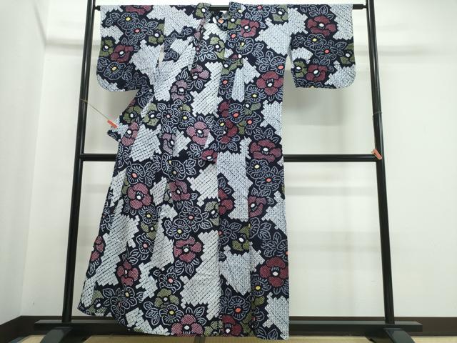 平和屋着物∴夏物 浴衣 有松鳴海絞り 椿 綿 逸品 CABJ0181ng