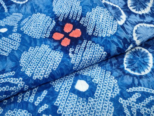 平和屋着物∴夏物 浴衣 有松鳴海絞り 草花文 綿 逸品 CABJ0191ng