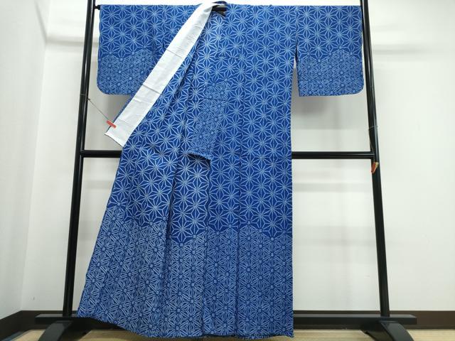 平和屋着物∴夏物 訪問着・浴衣兼用 絵羽浴衣 有松鳴海絞り 麻の葉文様 綿 逸品 CABJ0193ng