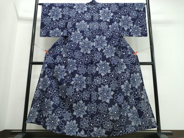 平和屋着物∴夏物 浴衣 有松鳴海絞り 舞花文 綿 逸品 未使用 CABJ0194ng