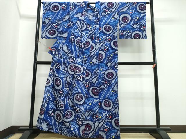 平和屋着物∴夏物 浴衣 有松鳴海絞り 番傘 綿 逸品 CABJ0197ng