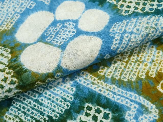 平和屋着物∴夏物 浴衣 有松鳴海絞り 枝花文 綿 逸品 CABJ0199ng