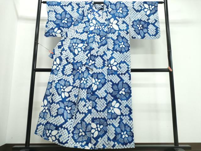 平和屋着物∴夏物 浴衣 有松鳴海絞り 舞花文 綿 逸品 CABJ0200ng