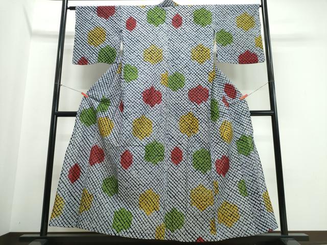 平和屋着物∴夏物 浴衣 有松鳴海絞り 蜘蛛絞り 亀甲文様 綿 逸品 CABJ0204ng
