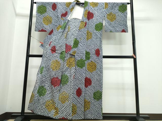 平和屋着物∴夏物 浴衣 有松鳴海絞り 蜘蛛絞り 亀甲文様 綿 逸品 CABJ0204ng