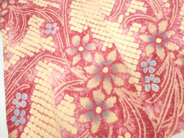 平和屋着物∴夏物 浴衣 有松鳴海絞り 草花文 綿 逸品 CABJ0208ng