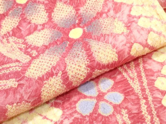 平和屋着物∴夏物 浴衣 有松鳴海絞り 草花文 綿 逸品 CABJ0208ng