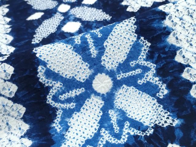 平和屋着物∴夏物 浴衣 有松鳴海絞り 市松花文 綿 逸品 CABJ0211ng