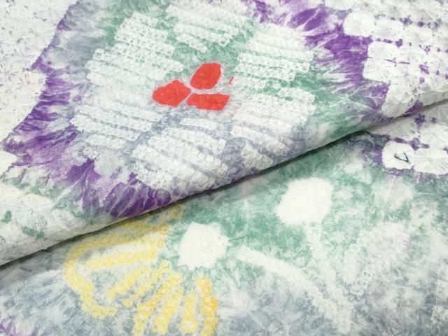 平和屋着物∴夏物 浴衣 有松鳴海絞り 舞花文 綿 逸品 未使用 CABJ0213ng