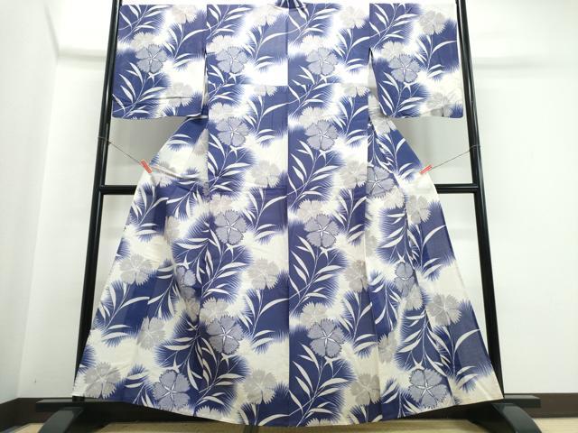 平和屋着物∴夏物 浴衣 綿絽 撫子草文 綿 逸品 CABJ0214ng