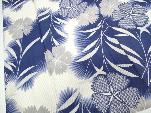 平和屋着物∴夏物 浴衣 綿絽 撫子草文 綿 逸品 CABJ0214ng