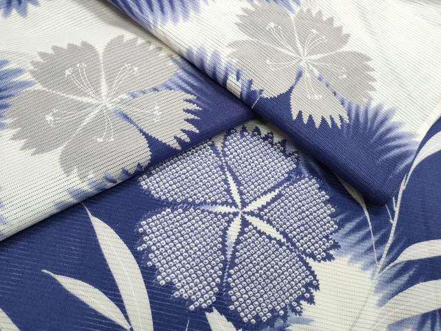 平和屋着物∴夏物 浴衣 綿絽 撫子草文 綿 逸品 CABJ0214ng