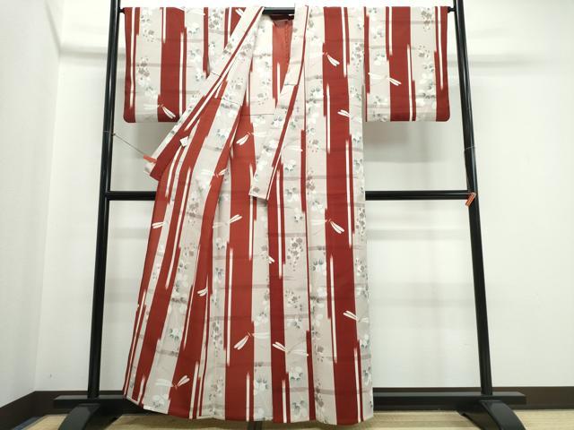 平和屋着物∴夏物 撫松庵 セオアルファ 小紋・浴衣兼用 蜻蛉 草花間道 洗える着物 逸品 CABJ0217ng