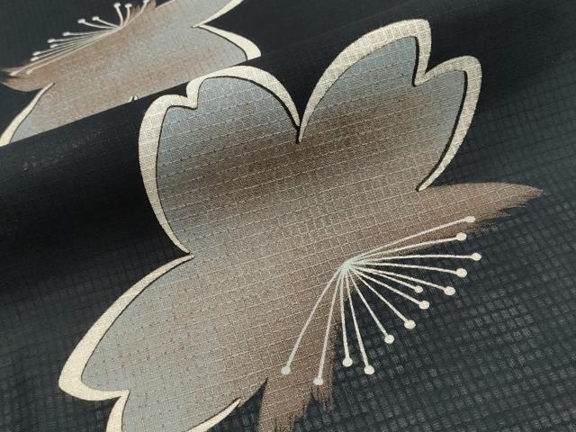 平和屋着物∴夏物 浴衣 コシノジュンコ JUNKO KOSHINO 綿紅梅 舞桜 黒地 綿 逸品 CABJ0226ng
