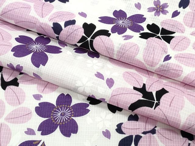 平和屋着物∴夏物 浴衣 綿紅梅 草花桜 金彩 綿 逸品 CABJ0227ng
