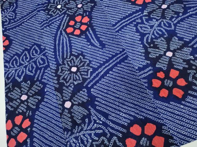平和屋着物∴夏物 浴衣 有松鳴海絞り 枝葉花文 綿 逸品 CABJ0238ng