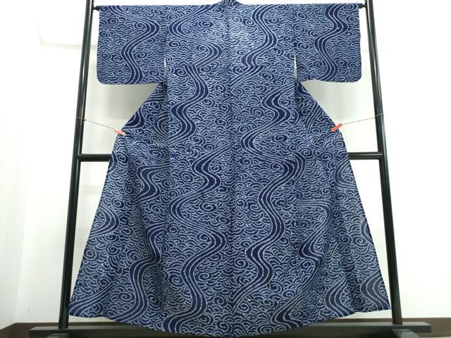 平和屋着物∴夏物 浴衣 有松鳴海絞り 流水文 綿 逸品 CABJ0244ng