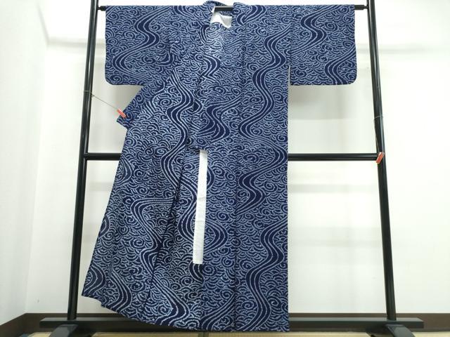 平和屋着物∴夏物 浴衣 有松鳴海絞り 流水文 綿 逸品 CABJ0244ng