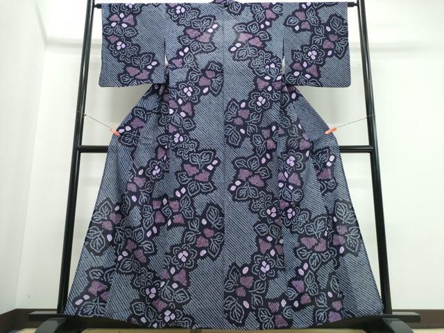 平和屋着物∴夏物 浴衣 有松鳴海絞り 舞葉花文 綿 逸品 CABJ0246ng