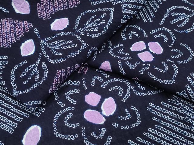 平和屋着物∴夏物 浴衣 有松鳴海絞り 舞葉花文 綿 逸品 CABJ0246ng