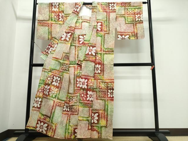 平和屋着物∴夏物 浴衣 有松鳴海絞り 吉祥花文 綿 逸品 CABJ0249ng