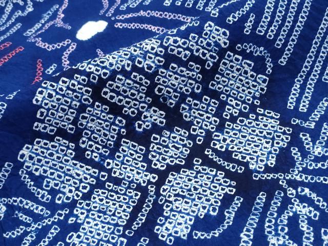 平和屋着物∴夏物 浴衣 有松鳴海絞り 牡丹舞蝶文 綿 逸品 CABJ0271ng