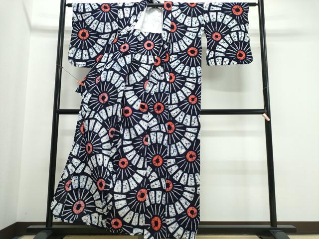 平和屋着物∴夏物 浴衣 有松鳴海絞り 番傘重ね文 綿 逸品 CABJ0290ng