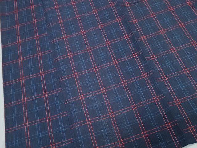 平和屋着物∴夏物 阿波しじら織 浴衣 格子柄 綿 逸品 未使用 CABJ0291ng
