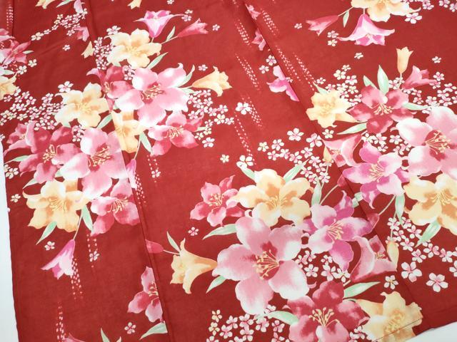 平和屋着物∴夏物 浴衣 枝花文 綿 逸品 CABJ0292ng