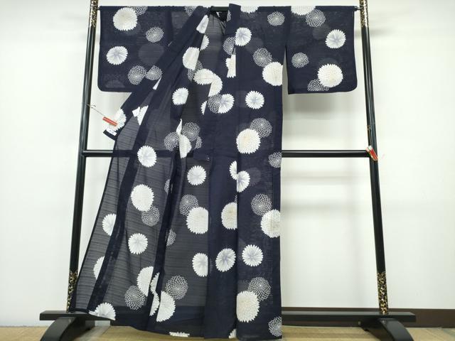 平和屋着物∴夏物 夢工房 浴衣 綿絽 注染 舞菊文 日本製 綿 逸品 CABJ0300ng