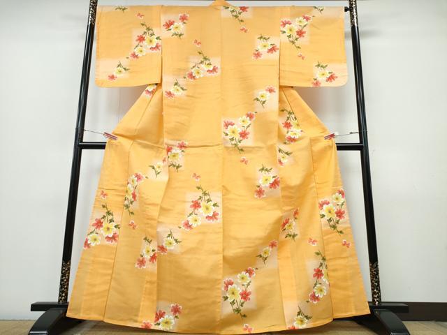 平和屋着物∴夏物 浴衣 草花文 綿 逸品 CABJ0304ng
