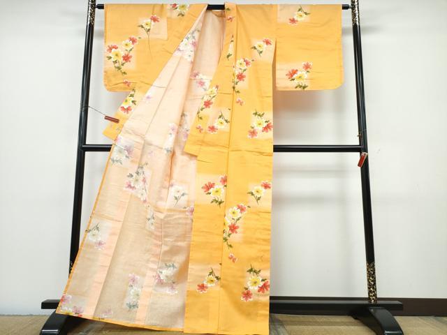 平和屋着物∴夏物 浴衣 草花文 綿 逸品 CABJ0305ng