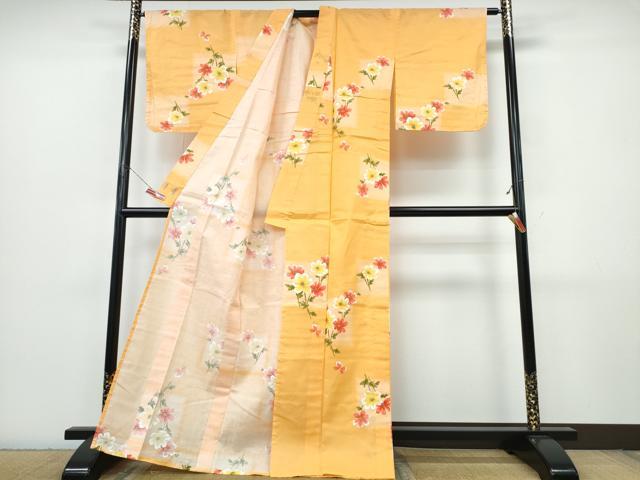 平和屋着物∴夏物 浴衣 草花文 綿 逸品 CABJ0306ng