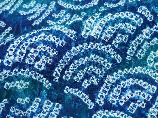 平和屋着物∴夏物 浴衣 有松鳴海絞り 青海波流水文 綿 逸品 CABJ0312ng
