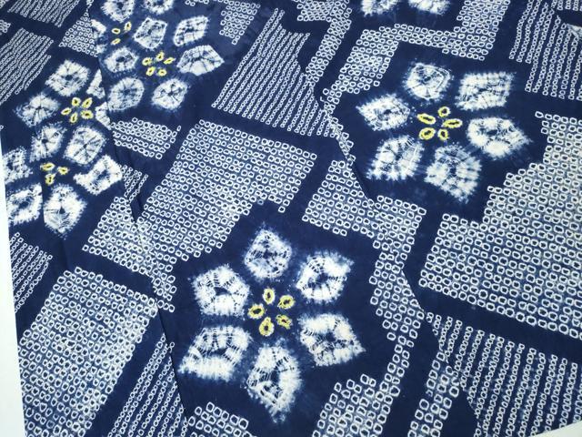 平和屋着物∴夏物 浴衣 有松鳴海絞り 舞花文 綿 逸品 CABJ0330ng