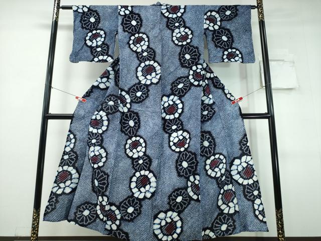 平和屋着物∴夏物 浴衣 有松鳴海絞り 舞花文綿 逸品 CABJ0332ng