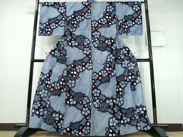 平和屋着物∴夏物 浴衣 有松鳴海絞り 枝梅文 綿 逸品 CABJ0339ng