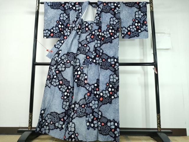 平和屋着物∴夏物 浴衣 有松鳴海絞り 枝梅文 綿 逸品 CABJ0339ng