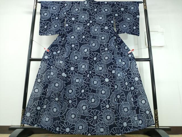 平和屋着物∴夏物 浴衣 有松鳴海絞り 菊尽くし 綿 逸品 CABJ0342ng