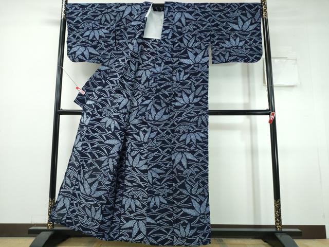 平和屋着物∴夏物 浴衣 有松鳴海絞り 芝草笹文 綿 逸品 CABJ0365ng