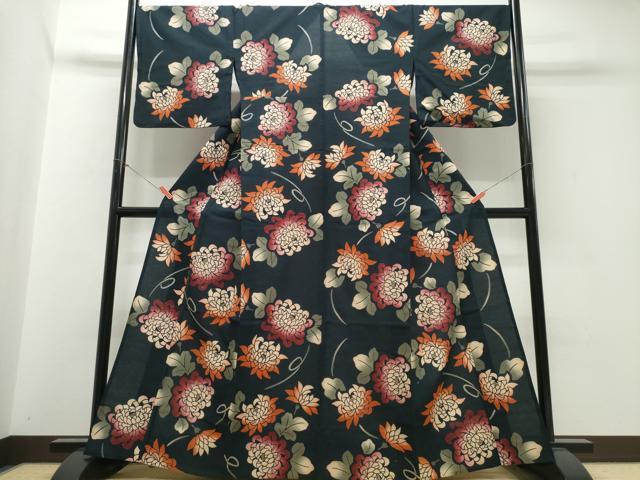 平和屋着物∴夏物 こむさでもーど・COMME CA DU MODE 浴衣 注染 乱菊 黒地 日本製 綿 逸品 CABJ0381ng