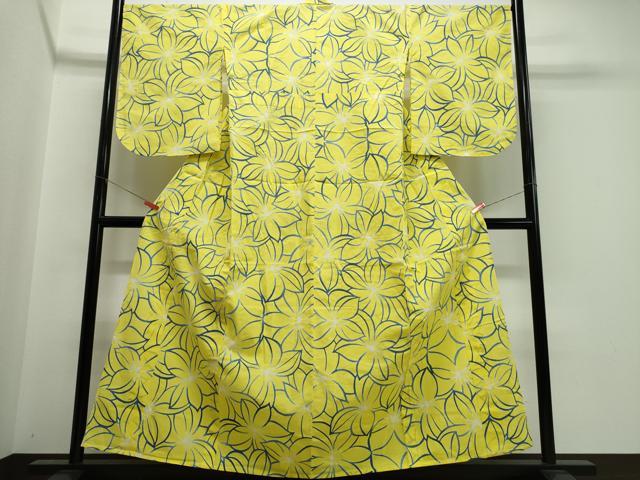 平和屋着物∴夏物 浴衣 注染 手縫い 舞花文 綿 逸品 未使用 CABJ0389ng