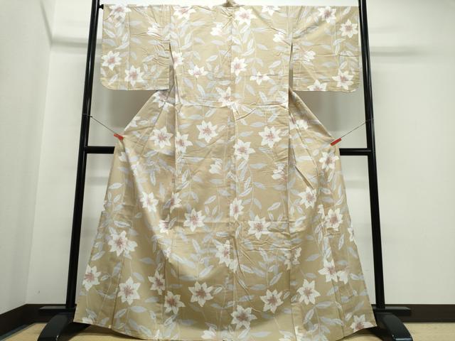 平和屋着物∴夏物 撫松庵 浴衣 ゆり 百合 綿 逸品 未使用 CABJ0392ng