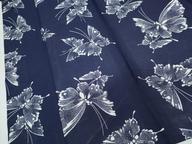 平和屋着物∴夏物 浴衣 綿絽 舞蝶文 綿 逸品 CABJ0397ng