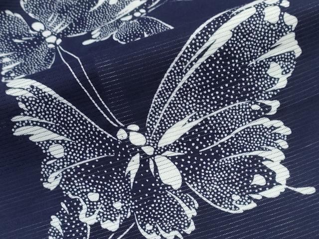 平和屋着物∴夏物 浴衣 綿絽 舞蝶文 綿 逸品 CABJ0397ng