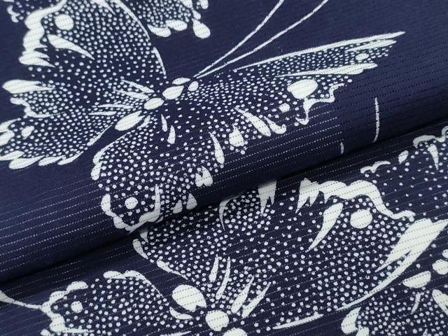 平和屋着物∴夏物 浴衣 綿絽 舞蝶文 綿 逸品 CABJ0397ng
