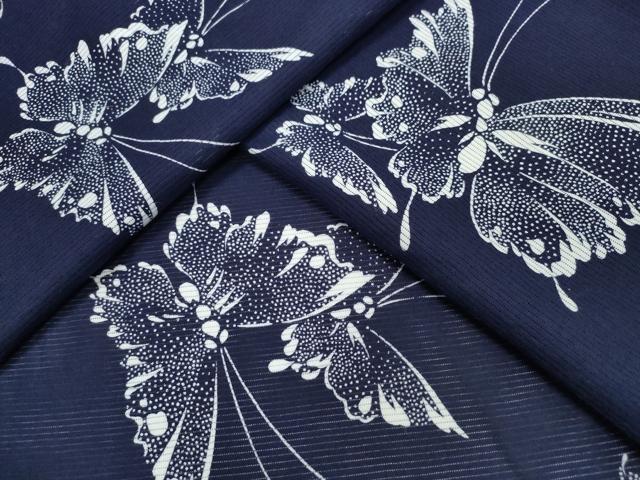 平和屋着物∴夏物 浴衣 綿絽 舞蝶文 綿 逸品 CABJ0397ng