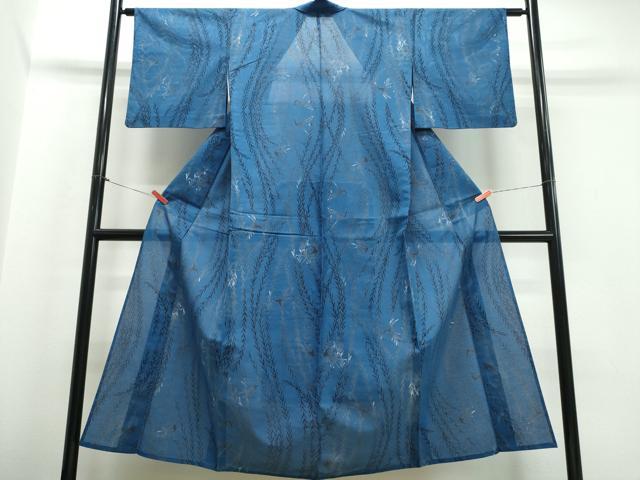 平和屋着物∴夏物 浴衣 綿絽 燕 枝垂れ柳 綿 逸品 CABJ0399ng