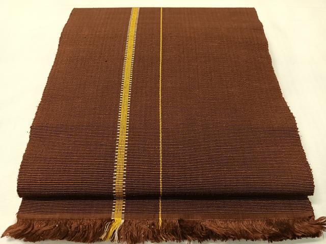 平和屋着物●本場黄八丈 紬 八寸名古屋帯 間道 一重帯 正絹 逸品 CABJ0408vp